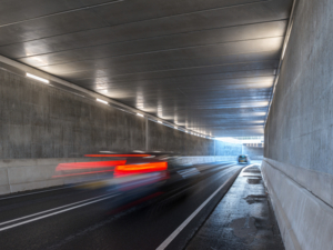 Lightronics PLUTEGO LED armaturen in een autotunnel in Bunnik