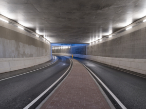 Lightronics PLUTEGO LED armaturen in een autotunnel in Bunnik