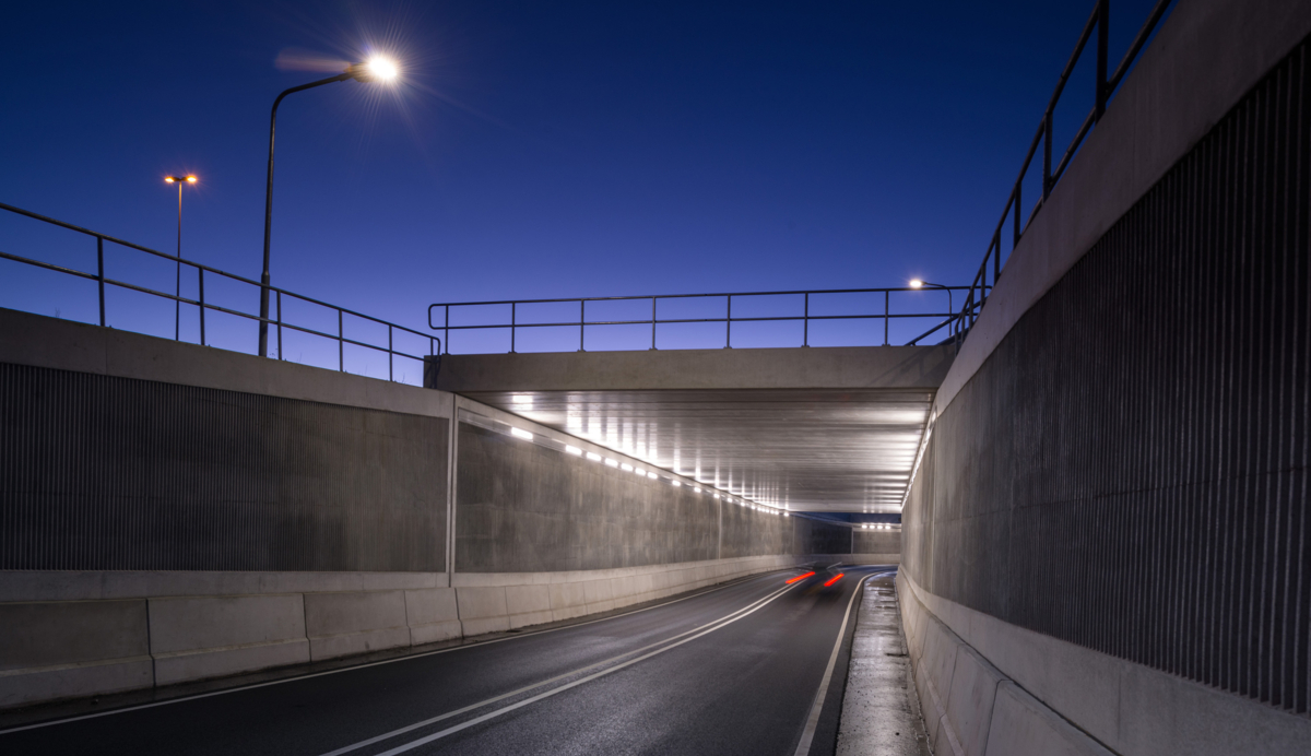 Lightronics PLUTEGO LED armaturen in een autotunnel in Bunnik
