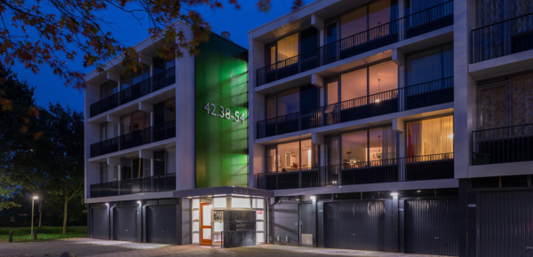 Lightronics GPA armaturen bij de entree van een appartementencomplex in Weezenhof in Nijmegen